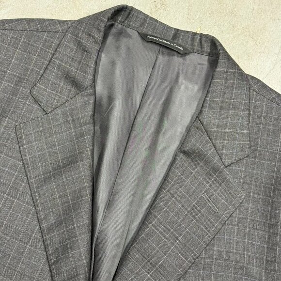 Samuelsohn Loro Piana Blazer Check Super 130's Wool Grey Sport Coat 46R - Picture 6 of 11